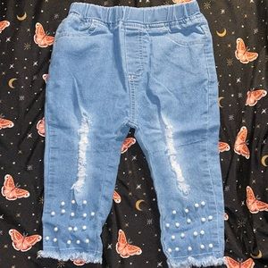 Ripped Jeans with Faux Pearls